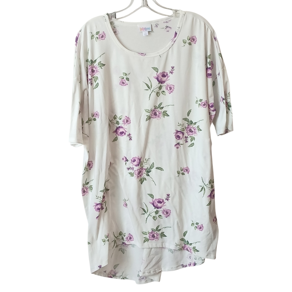 LuLaRoe Purple Floral Irma Top Size Large